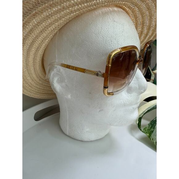 VTG Ted Lapidus Paris Sunglasses Oversized Square Gold Frame France Rare main image 3